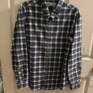 Old Navy Mens Plaid Regular-Fit Everyday Shirt L Green Blue Long Sleeve Button